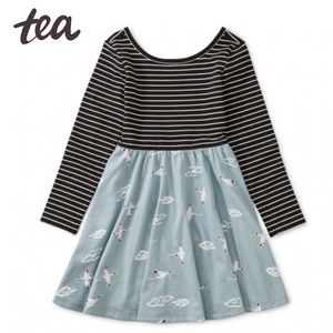 Tea Collection Ballet Skirted Dress- Crane Skies